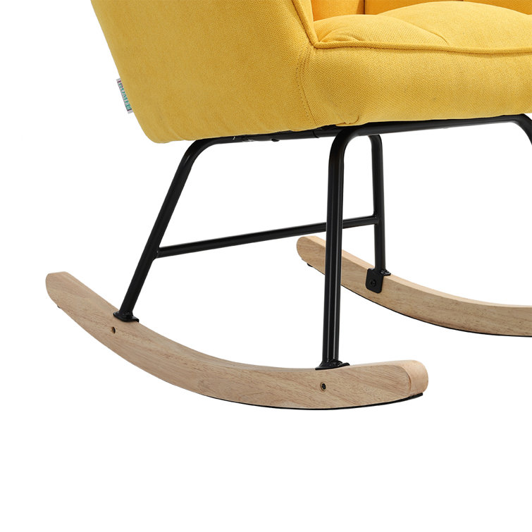 Hashtag Home Leola 70.5Cm Linen Upholstered Rocking Chair Wayfair.co.uk